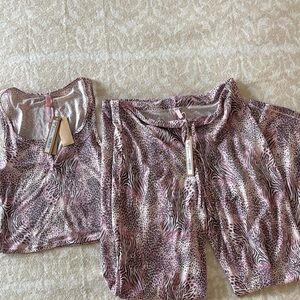 SKIMS Pink Leopard Print Pajama Set